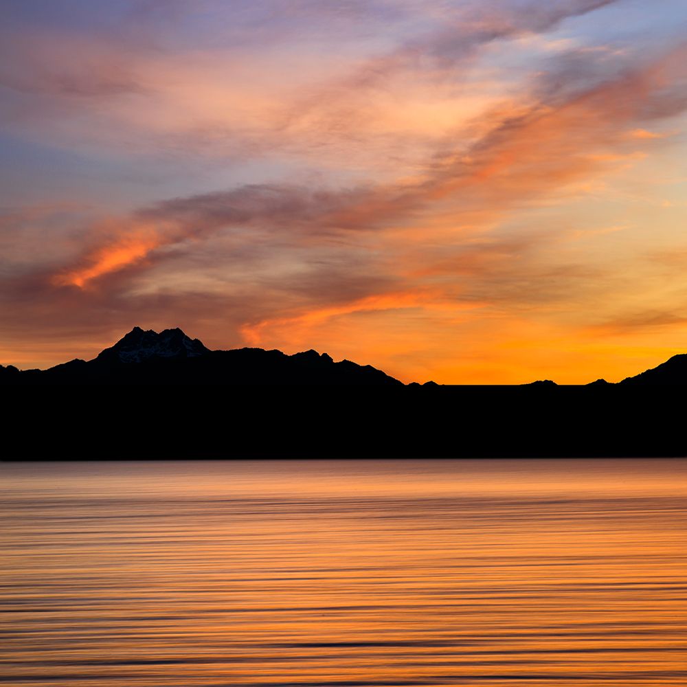 USA, Washington State, Seabeck. Sunset over Hood Canal and Olympic Mountains. art print by Jaynes Gallery for $57.95 CAD
