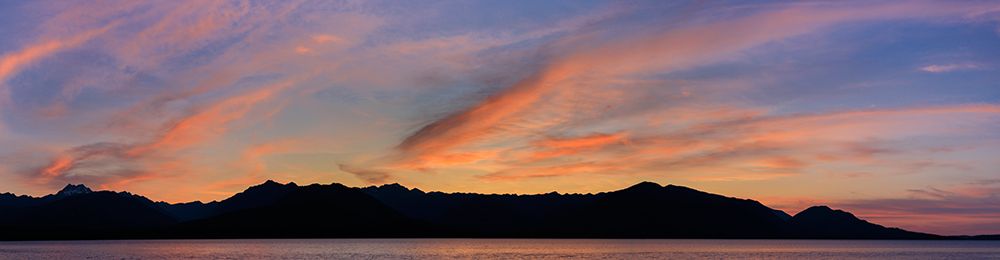 USA, Washington State, Seabeck. Panoramic sunset over Hood Canal and Olympic Mountains. art print by Jaynes Gallery for $57.95 CAD