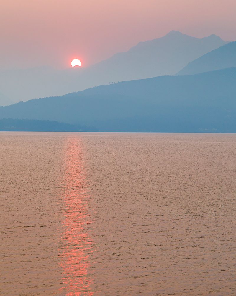USA, Washington State, Seabeck. Smoky sunset over Mt. Jupiter and Hood Canal. art print by Jaynes Gallery for $57.95 CAD