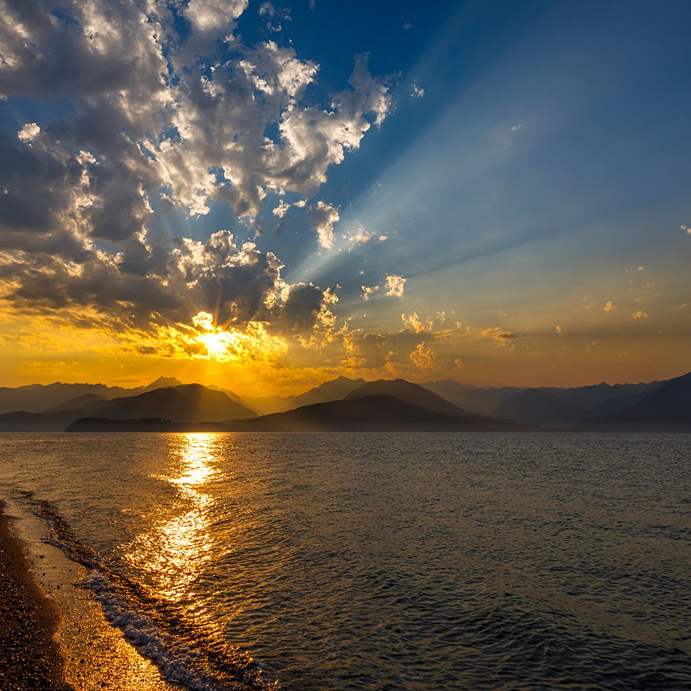 USA, Washington State, Seabeck. Sunset over Hood Canal and Olympic Mountains. art print by Jaynes Gallery for $57.95 CAD