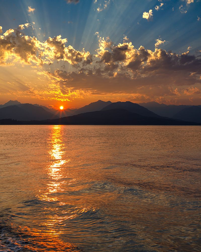 USA, Washington State, Seabeck. Sunset over Hood Canal and Olympic Mountains. art print by Jaynes Gallery for $57.95 CAD