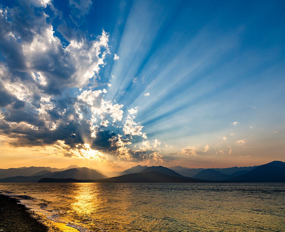 USA, Washington State, Seabeck. Sunset over Hood Canal and Olympic Mountains. art print by Jaynes Gallery for $57.95 CAD