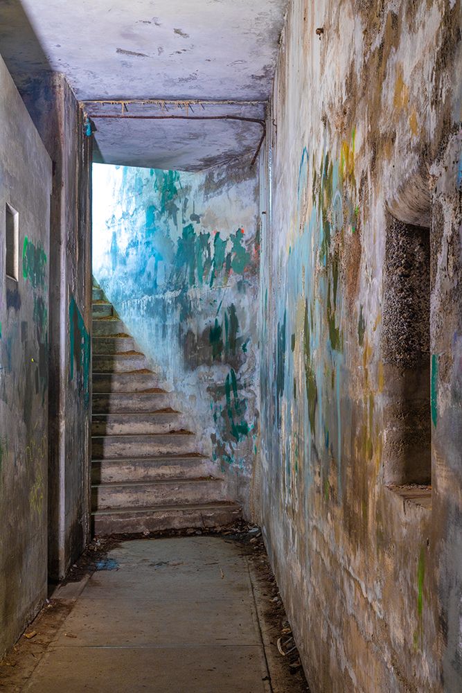 USA, Washington, Port Townsend, Fort Worden State Park. Corridor and stairway in old gun battery. art print by Jaynes Gallery for $57.95 CAD