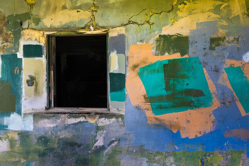 USA, Washington, Port Townsend, Fort Worden SP. Window and paint-covered wall of gun battery. art print by Jaynes Gallery for $57.95 CAD