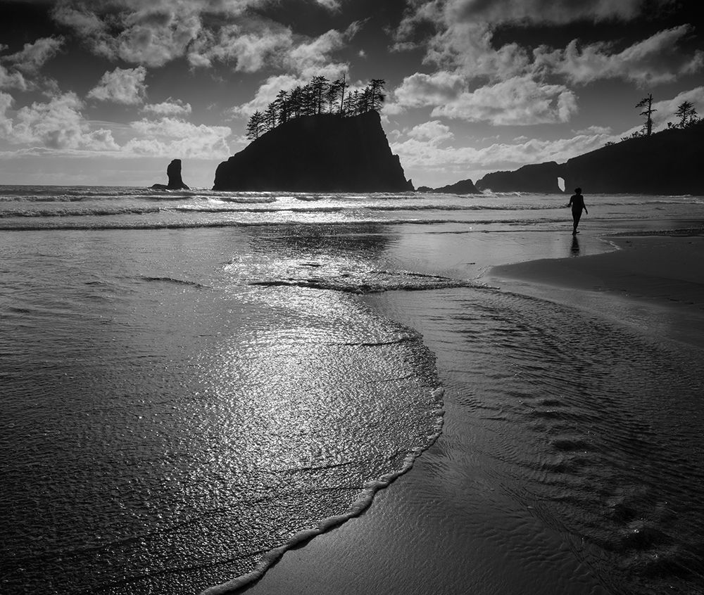 Usa-Washington State A beachgoer strolling Second Beach in late afternoon art print by Betty Sederquist for $57.95 CAD