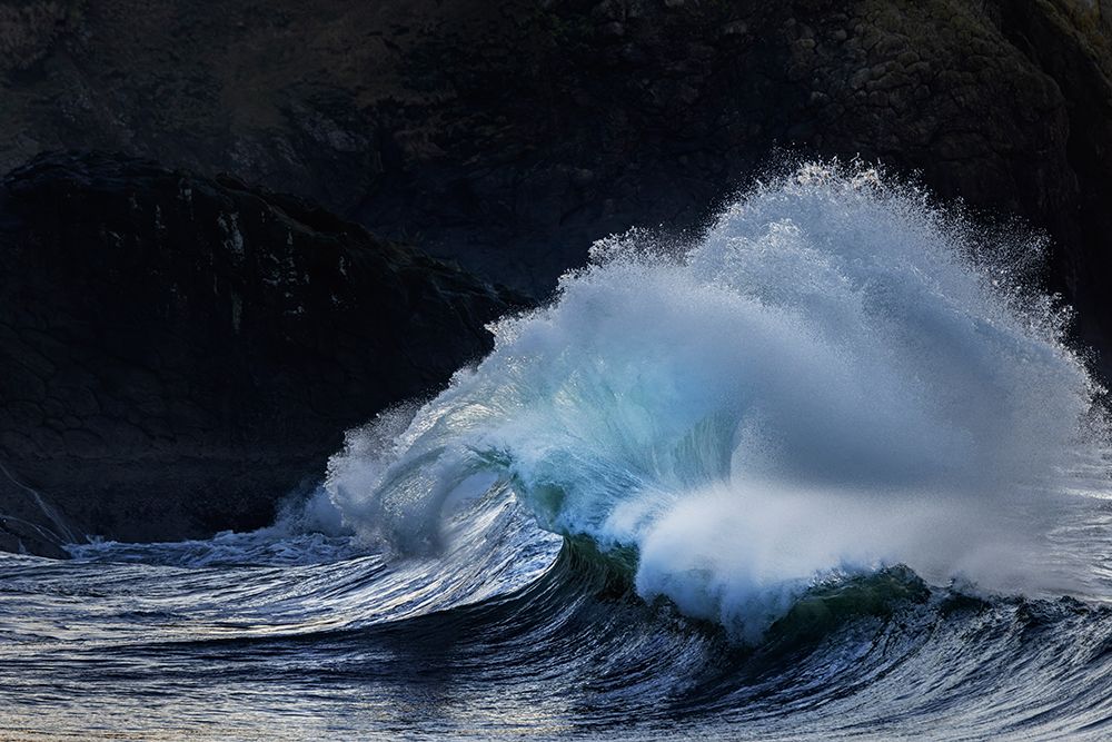 King tide waves at Cape Disappointment State Park in Washington State, USA art print by Chuck Haney for $57.95 CAD