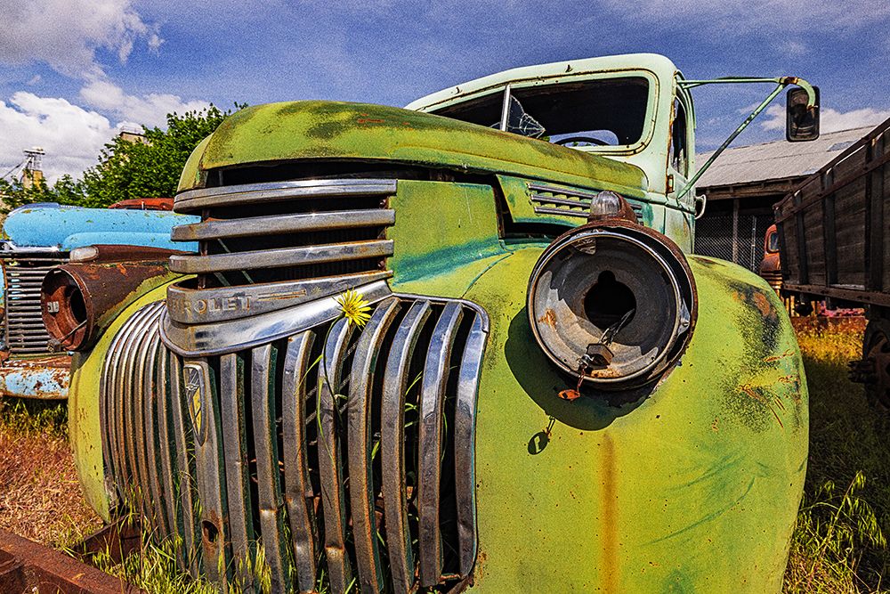 Rusty old trucks at Daves Old Truck Rescue in Sprague-Washington State-USA art print by Chuck Haney for $57.95 CAD