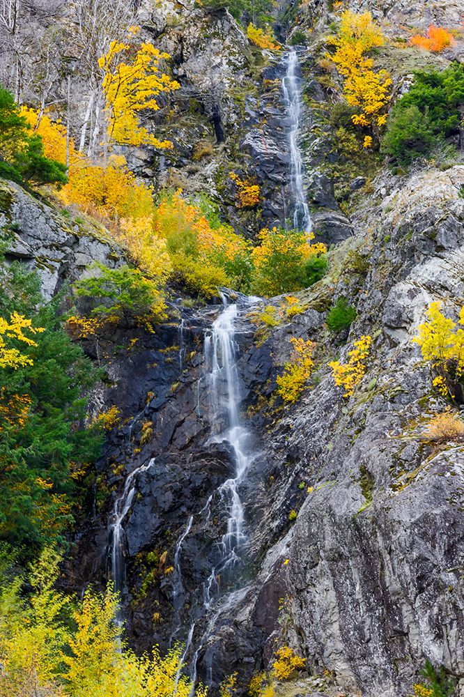 USA- Washington State- east of Newhalem highway 20 waterfall with fall colors art print by Darrell Gulin for $57.95 CAD