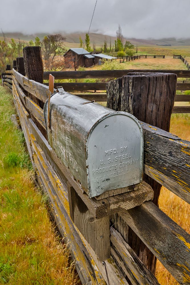 USA, Washington State. Columbia Hills State Park with barn and fence line art print by Darrell Gulin for $57.95 CAD
