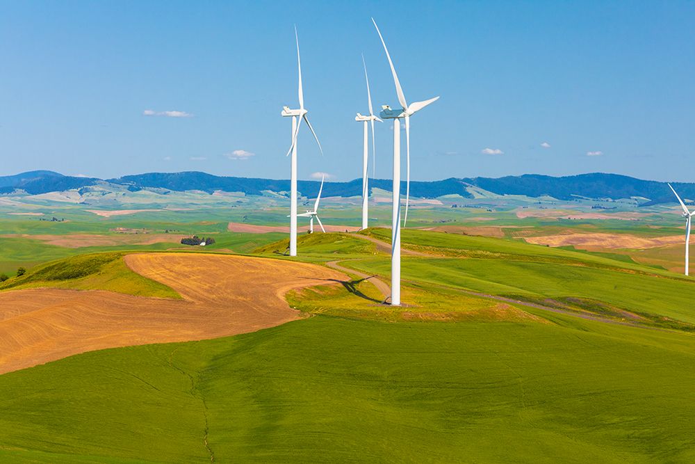 USA-Washington State-Palouse Oakesdale White wind turbines-windmills art print by Emily M. Wilson for $57.95 CAD