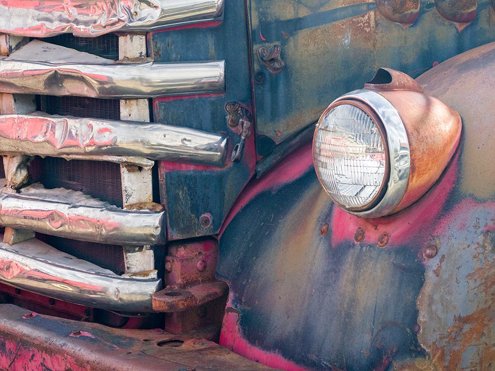 Close-up detail of an old General Motors truck in a historic ghost town. art print by Julie Eggers for $57.95 CAD