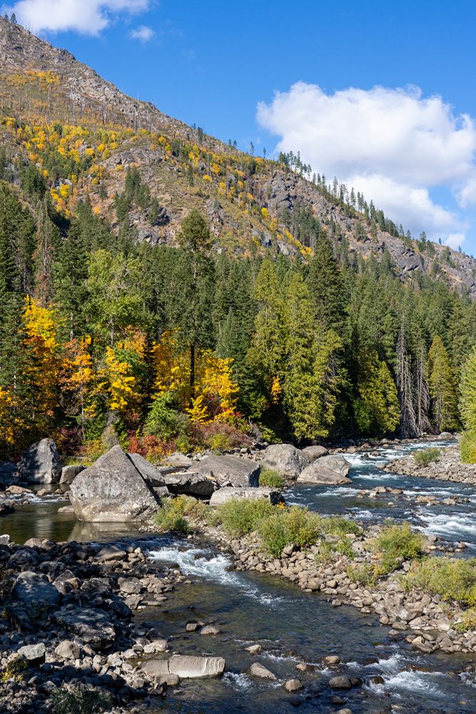 Leavenworth- Washington State- USA. View from a pipeline pedestrian bridge art print by Janet Horton for $57.95 CAD
