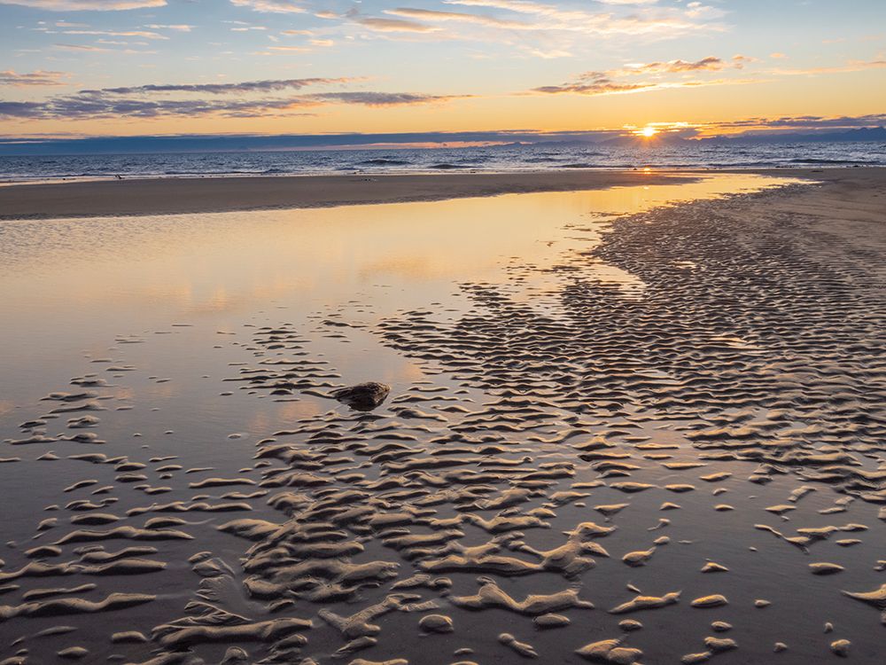 Sunset over beach and stream. Kalaloch Beach, Olympic Peninsula, Washington State. art print by Merrill Images for $57.95 CAD
