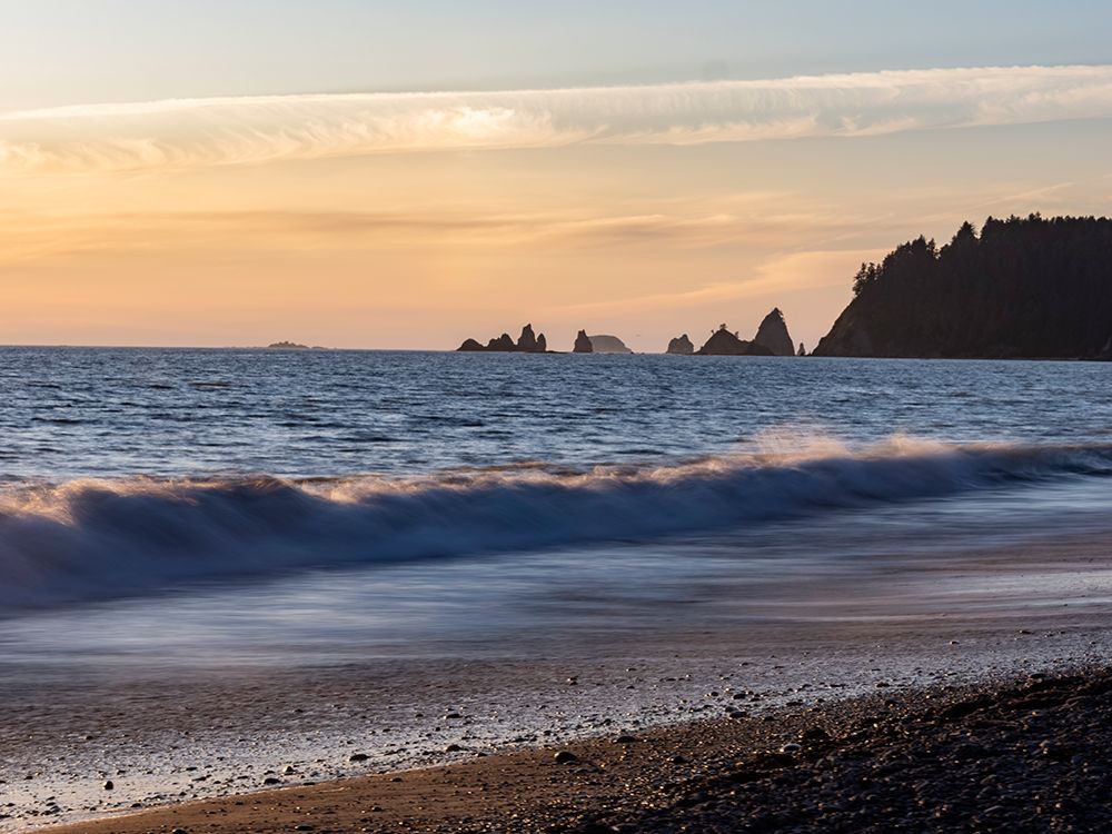Rialto Beach, Olympic Peninsula, Washington State. Surf and sand at sunset. art print by Merrill Images for $57.95 CAD