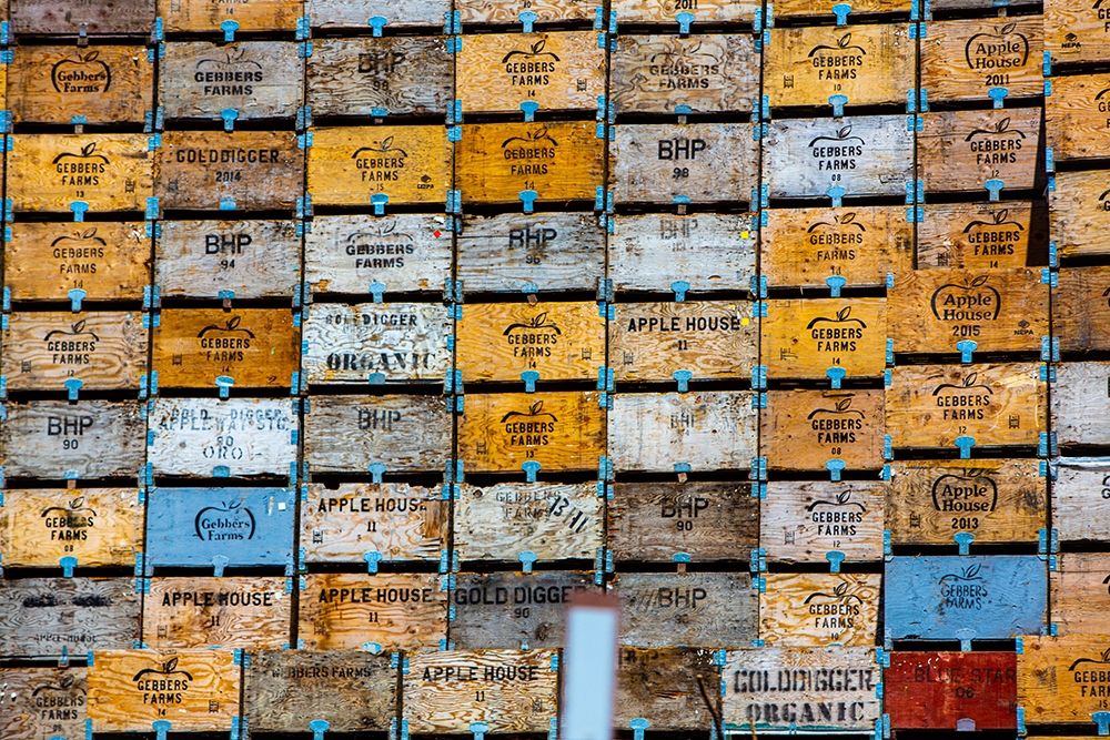 Brewster-Washington State-colorful-wooden fruit shipping crates art print by Jolly Sienda for $57.95 CAD