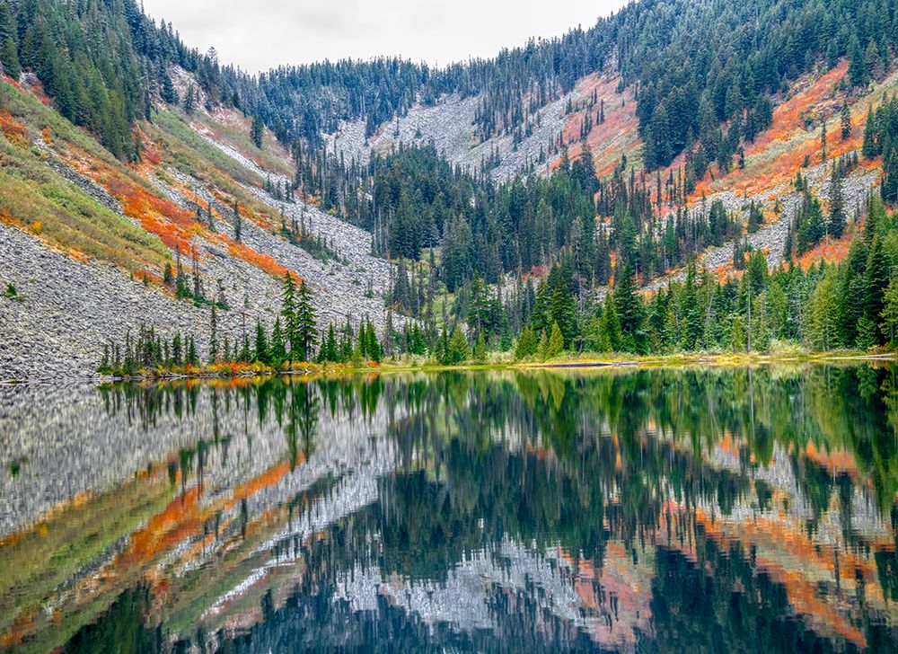 USA-Washington State Central Cascades-Talapus Lake and autumn color on hillsides art print by Jamie and Judy Wild for $57.95 CAD
