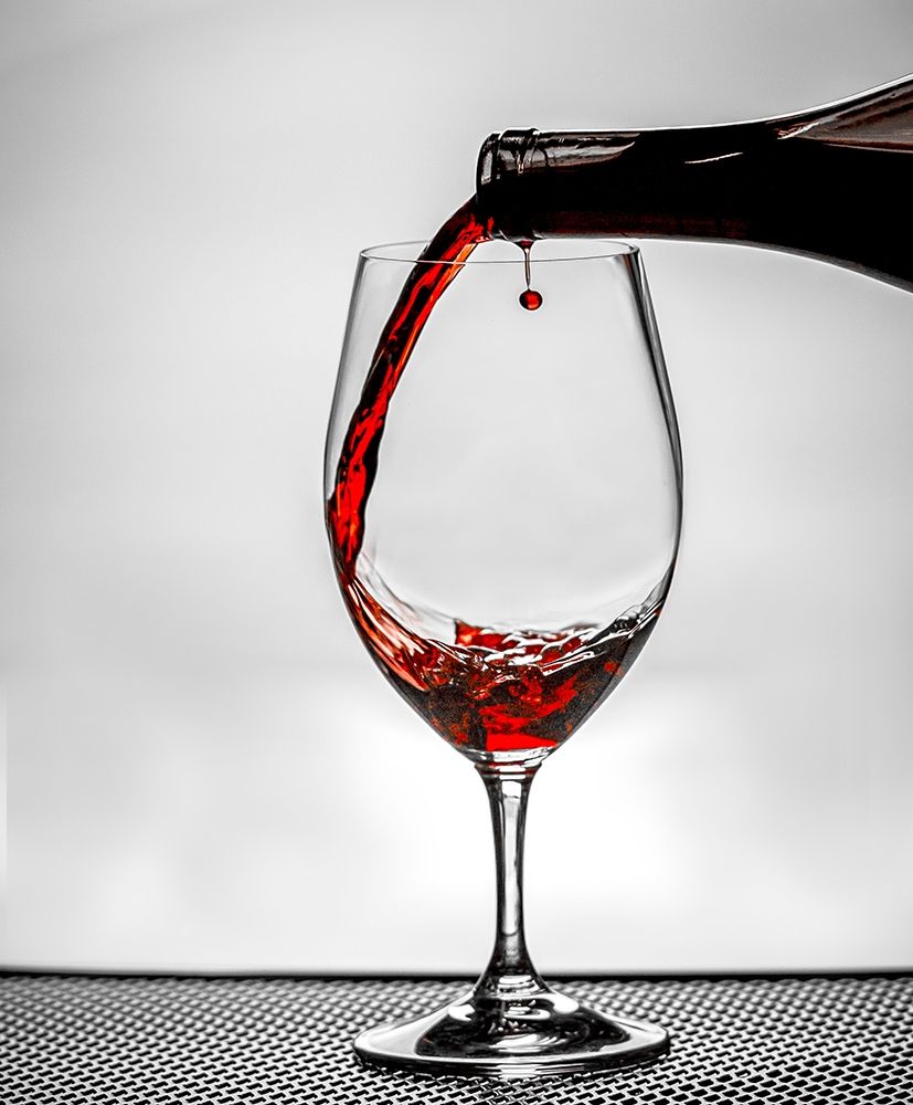 Washington State-Spokane Red wine poured into wine glass creates perfect round drop, art print by Richard Duval for $57.95 CAD