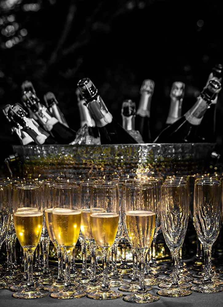 Washington State-Woodinville Sparkling wine bottles and glasses ready for tasting at a wine event art print by Richard Duval for $57.95 CAD