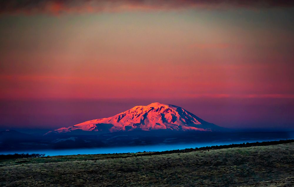USA-WA-Zillah Dawn light on Mt Adams seen from Yakima Valley wine country in winter art print by Richard Duval for $57.95 CAD