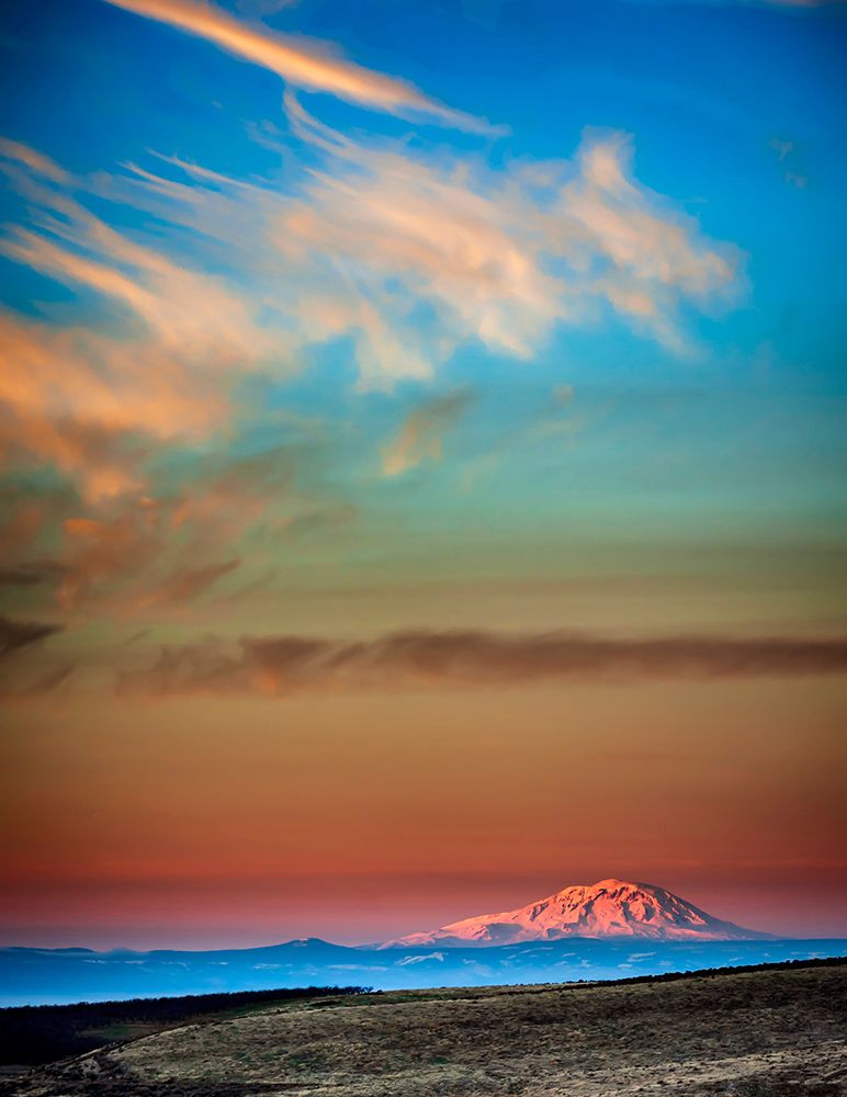 USA-WA-Zillah Dawn light on Mt Adams seen from Yakima Valley wine country in winter art print by Richard Duval for $57.95 CAD
