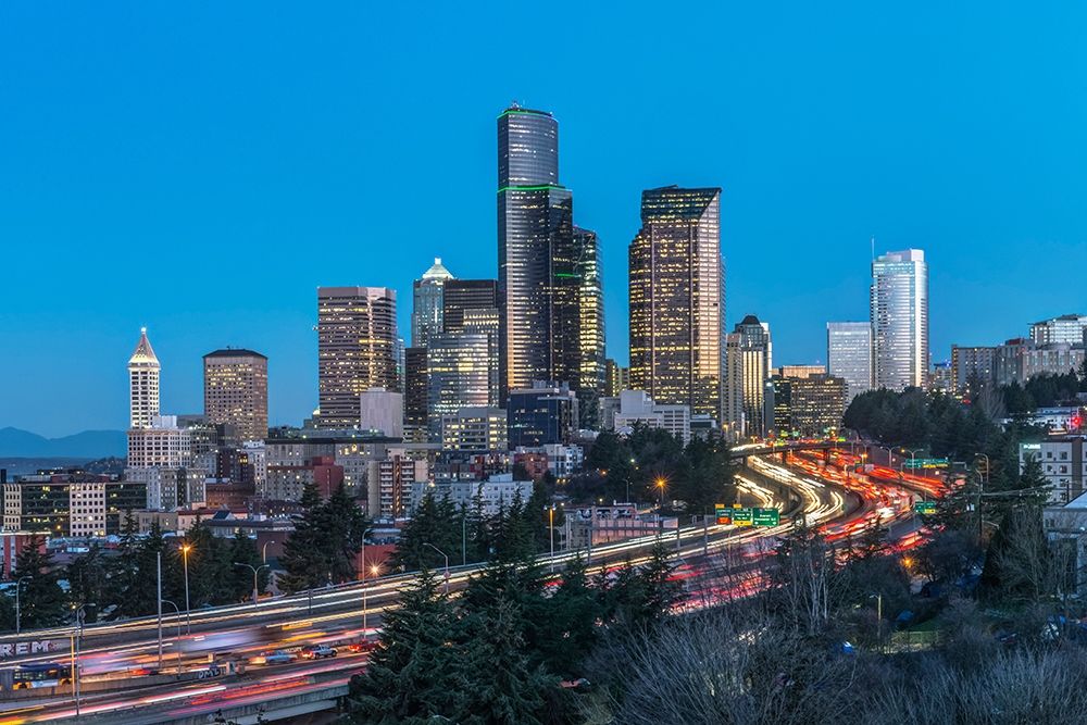 Washington State-Seattle I-5 and Downtown art print by Rob Tilley for $57.95 CAD