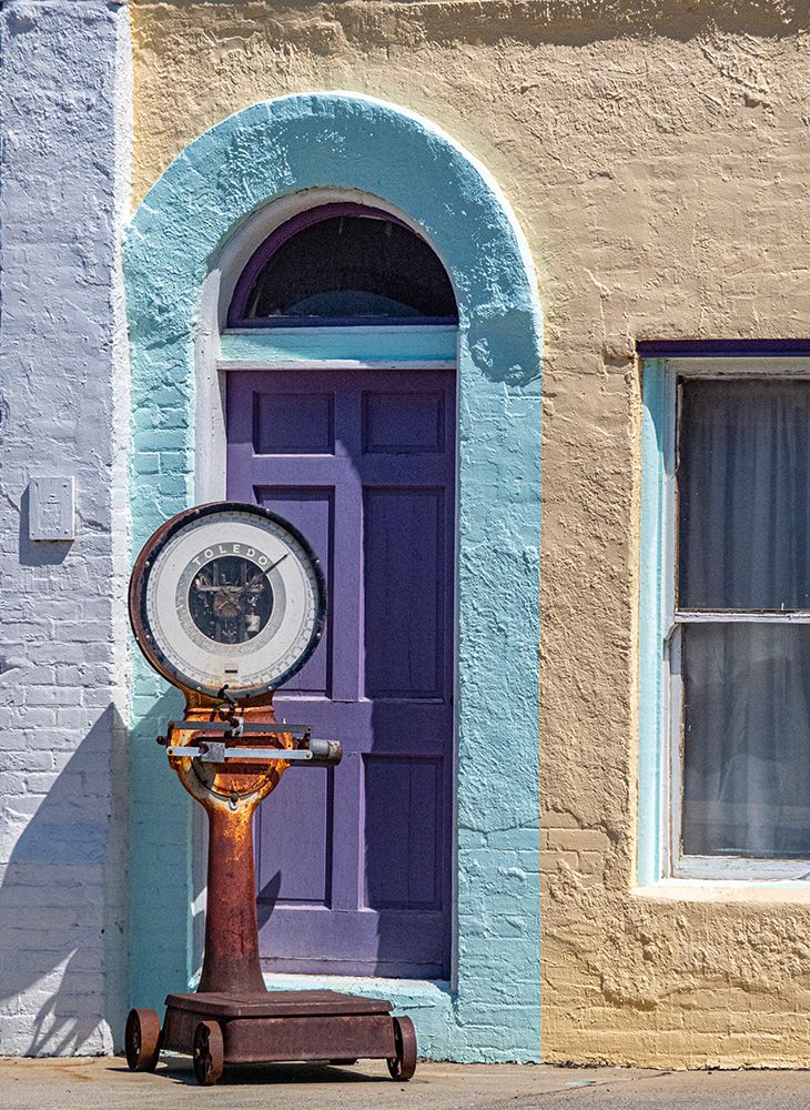 USA-Washington State-Pomeroy Colorful old building with arched windows and doorway with scale art print by Sylvia Gulin for $57.95 CAD