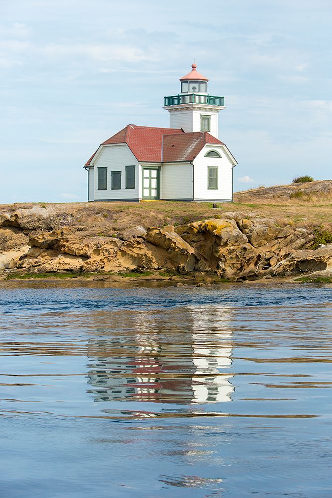 USA, San Juan Islands, Washington State. Patos Island Lighthouse on Alden Point built in 1893 art print by Trish Drury for $57.95 CAD