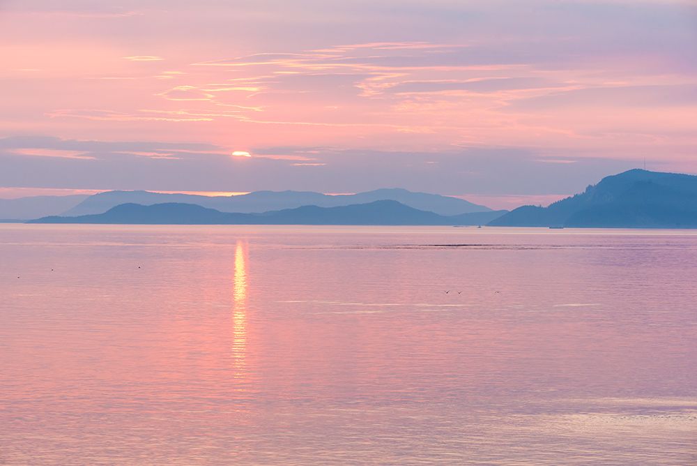 USA, San Juan Islands, Washington Reflected sunset sky from Sucia Island view to Strait of Georgia. art print by Trish Drury for $57.95 CAD