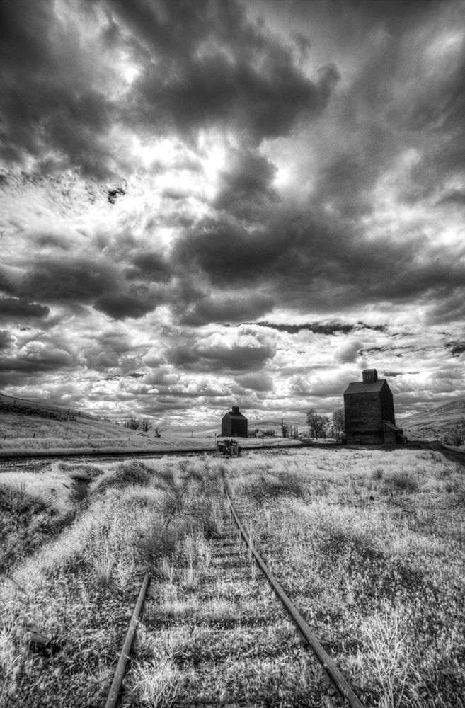 USA-Palouse Country-Washington State-old wooden silo and railroad tracks art print by Terry Eggers for $57.95 CAD