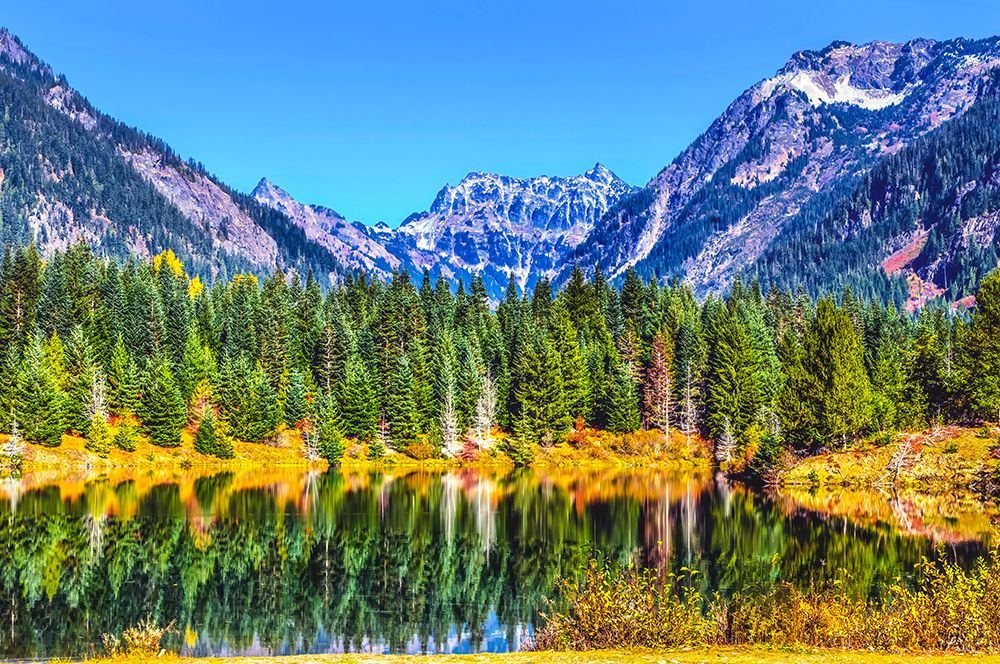 Gold Lake reflection Mount Chikamin, Snoqualmie Pass, Wenatchee National Forest, Washington, Usa. art print by William Perry for $57.95 CAD