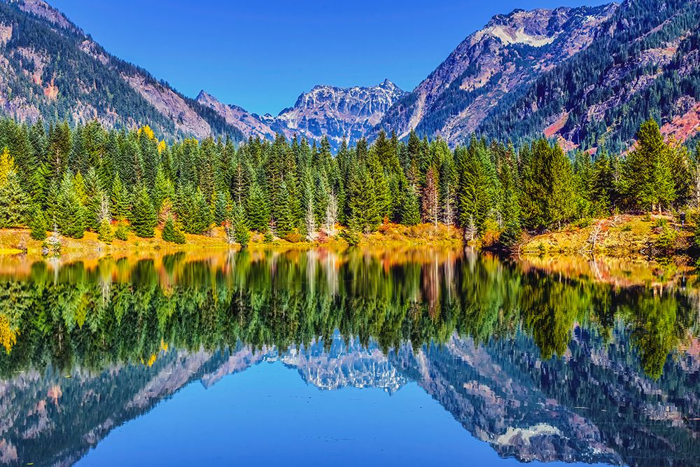 Gold Lake reflection Mount Chikamin, Snoqualmie Pass, Wenatchee National Forest, Washington, Usa. art print by William Perry for $57.95 CAD