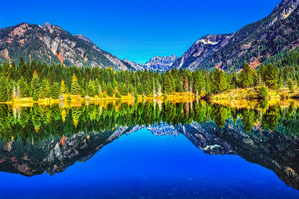 Gold Lake water reflection Mount Chikamin, Snoqualmie Pass, Wenatchee NF, Washington State, Usa. art print by William Perry for $57.95 CAD