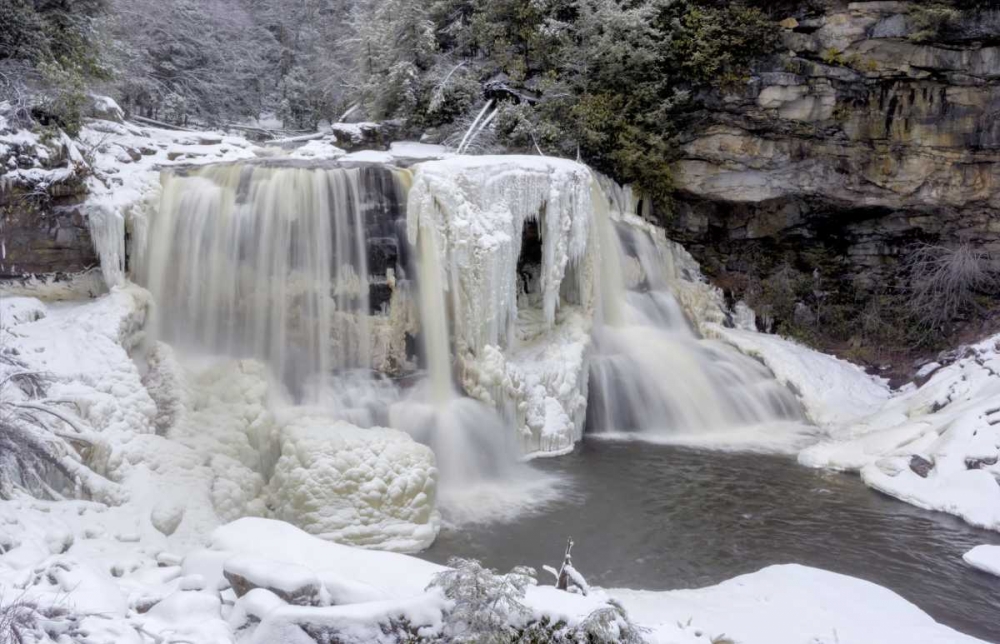 West Virginia Waterfall in winter landscape art print by Jay OBrien for $57.95 CAD