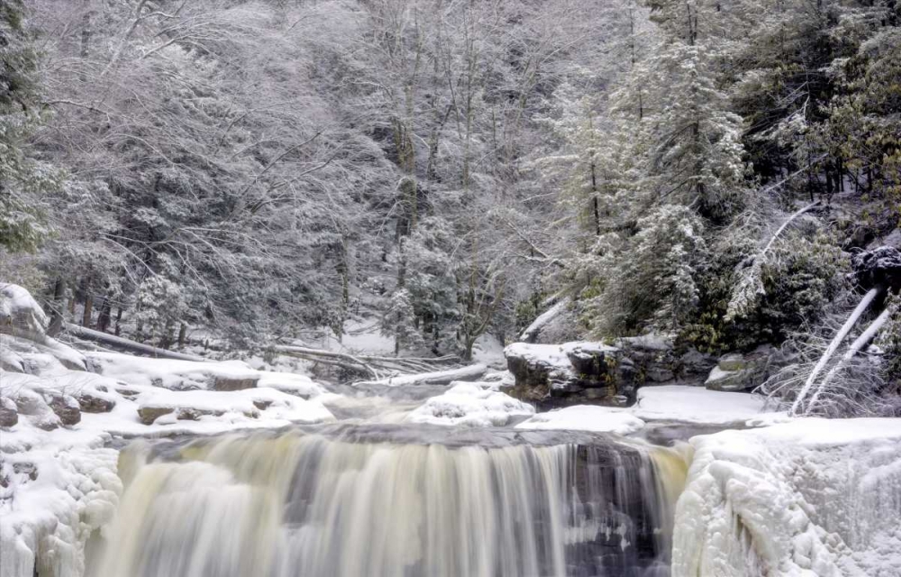 West Virginia Waterfall in winter landscape art print by Jay OBrien for $57.95 CAD