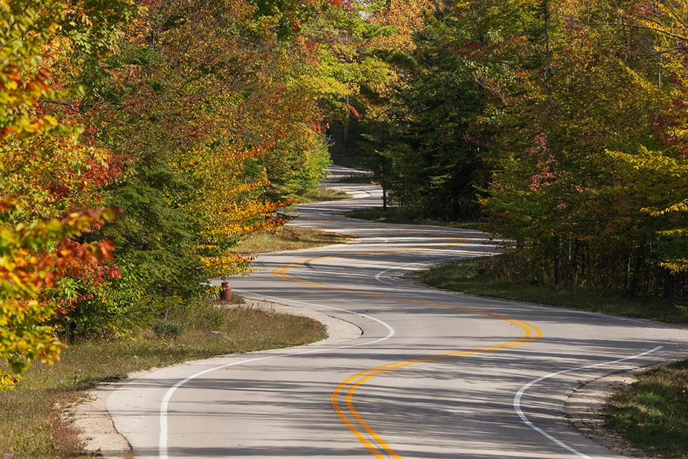 USA, Wisconsin. Curvy road in Door County in autumn. art print by Jaynes Gallery for $57.95 CAD