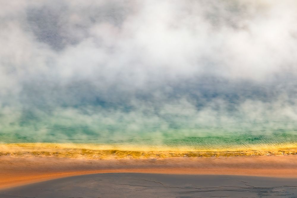 Elevated view of Grand Prismatic spring and colorful bacterial mat-Yellowstone National Park art print by Adam Jones for $57.95 CAD