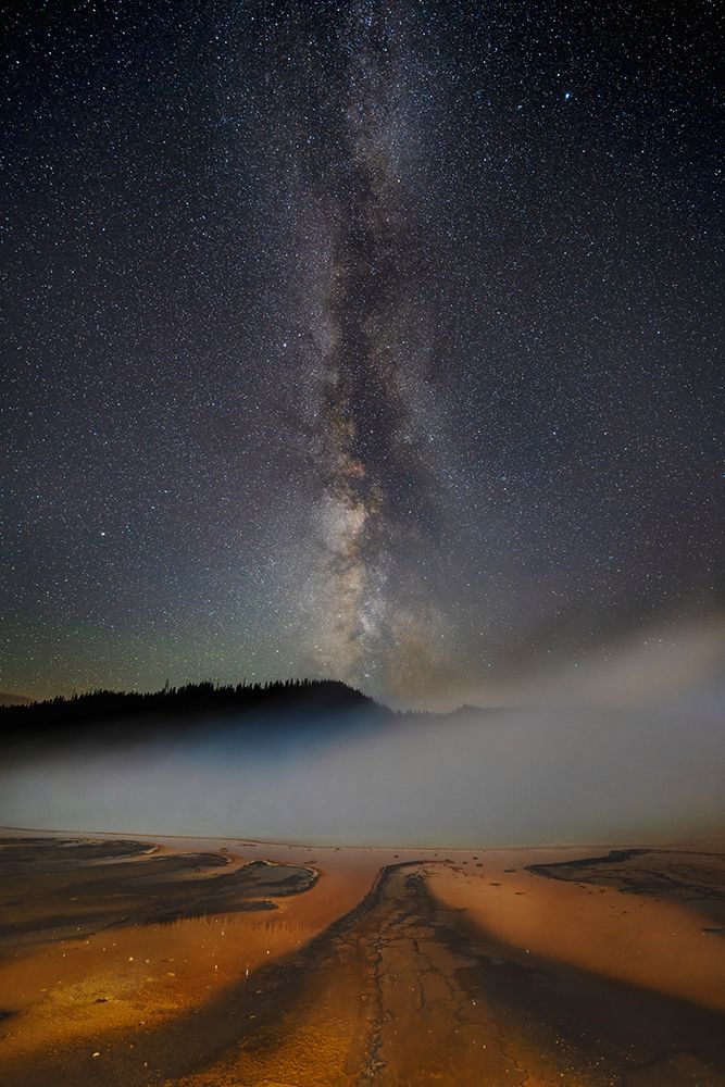 USA-Wyoming-Yellowstone National Park Milky Way above Grand Prismatic Spring art print by Jaynes Gallery for $57.95 CAD