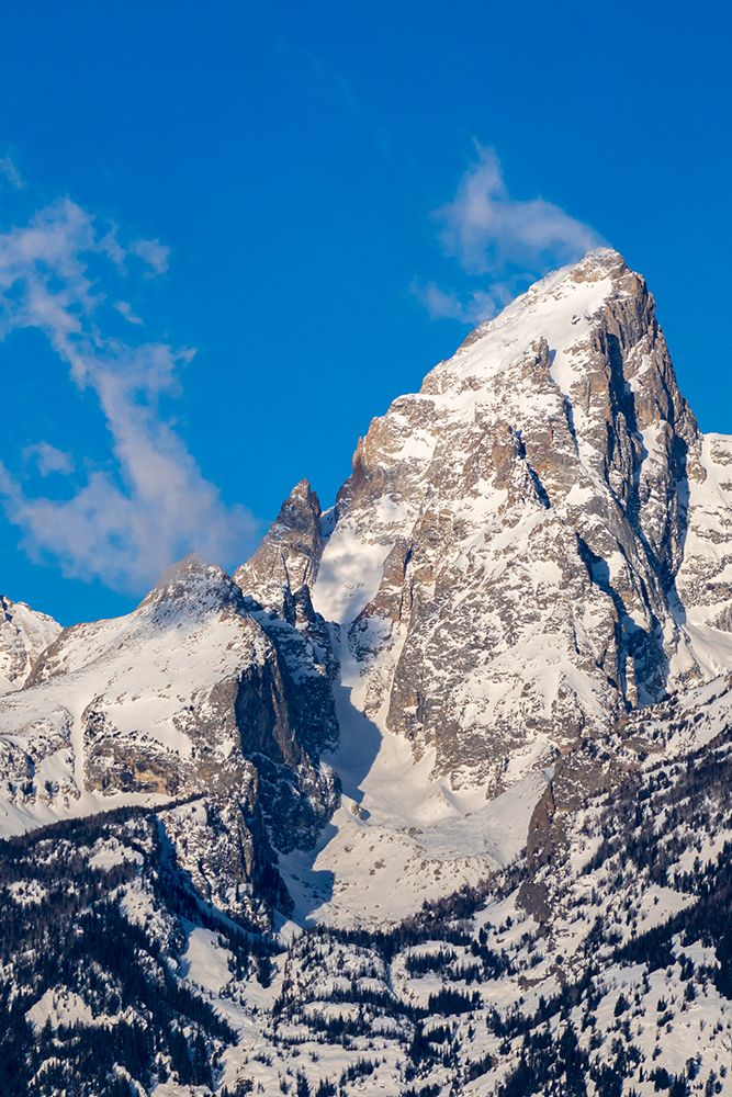 USA- Wyoming- Grand Teton National Park. Grand Teton peak in winter. art print by Jaynes Gallery for $57.95 CAD