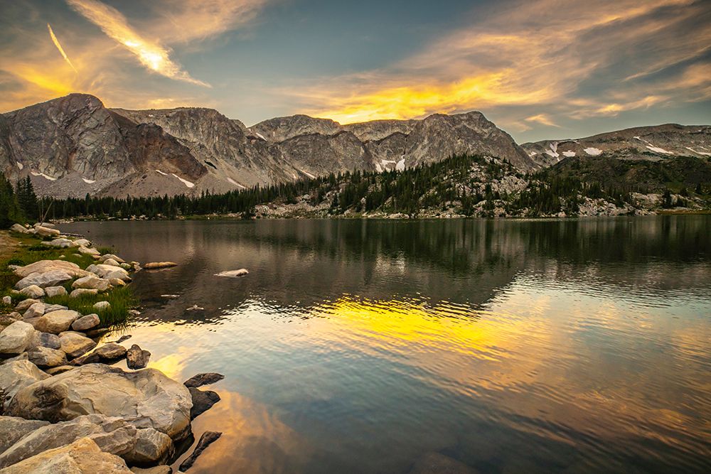 USA, Wyoming, Medicine Bow National Forest. Mirror Lake landscape at sunset. art print by Jaynes Gallery for $57.95 CAD