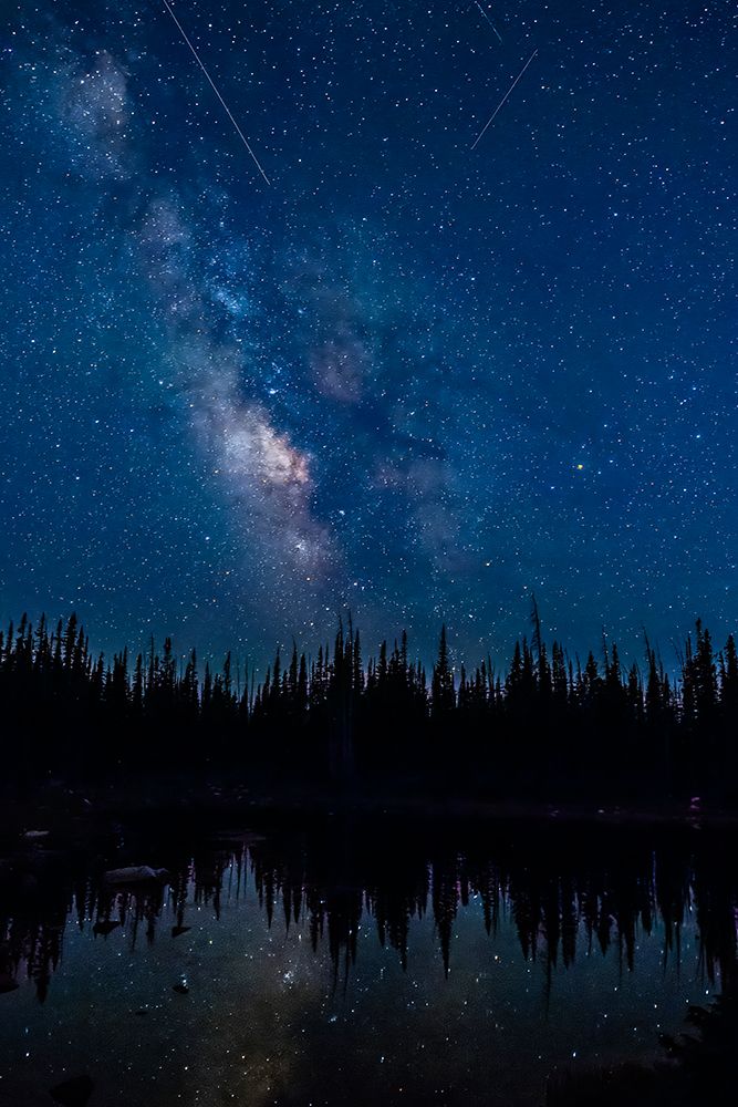 Wyoming, Medicine Bow National Forest. Milky Way and shooting stars from Perseids meteor shower. art print by Jaynes Gallery for $57.95 CAD