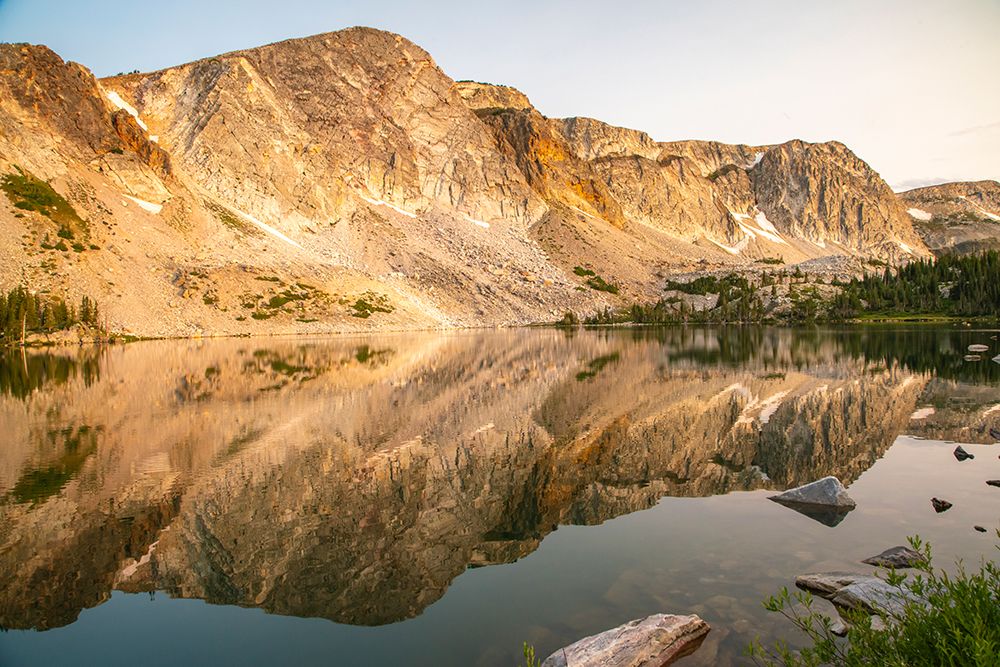 USA, Wyoming, Medicine Bow National Forest. Landscape with mountain and   Lake Marie reflection. art print by Jaynes Gallery for $57.95 CAD