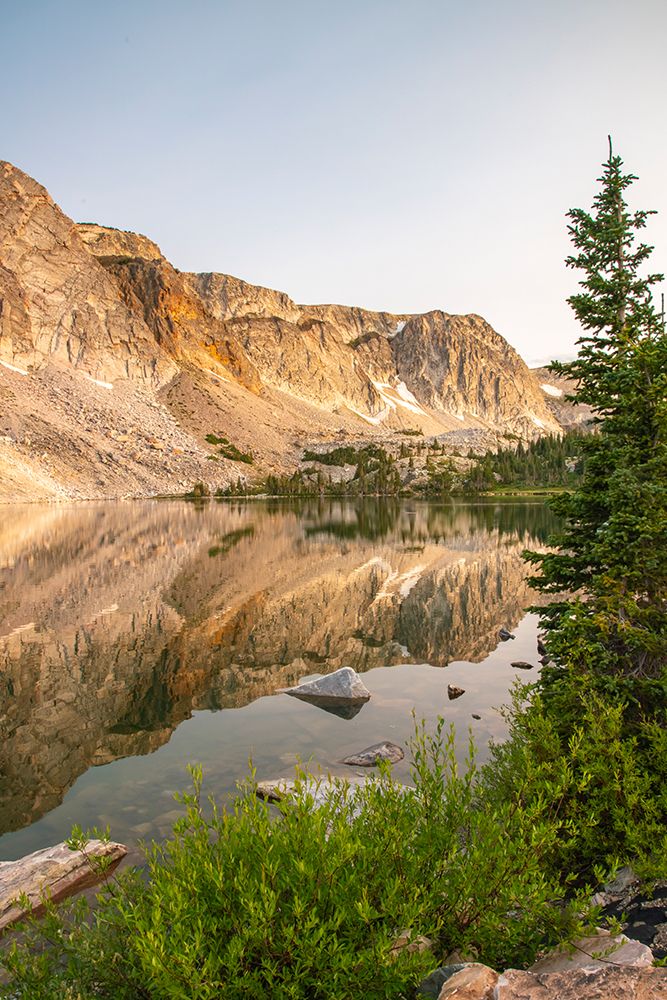 USA, Wyoming, Medicine Bow National Forest. Landscape with mountain and   Lake Marie reflection. art print by Jaynes Gallery for $57.95 CAD