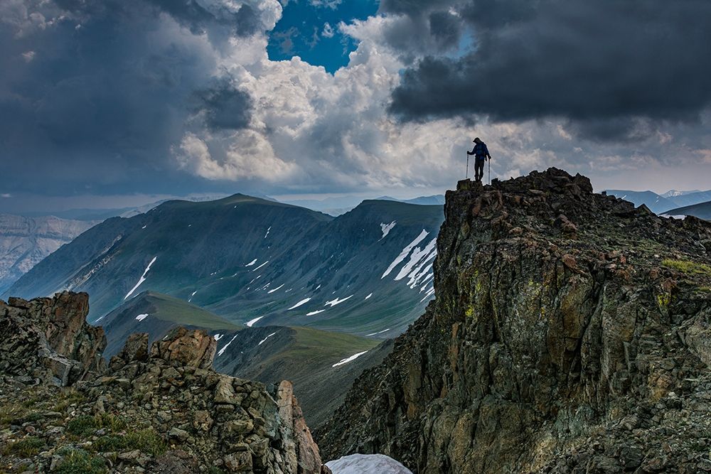 Male climber on ridge-Absaroka Mountains near Cody and Meeteetse-Wyoming-Washakie Wilderness art print by Howie Garber for $57.95 CAD