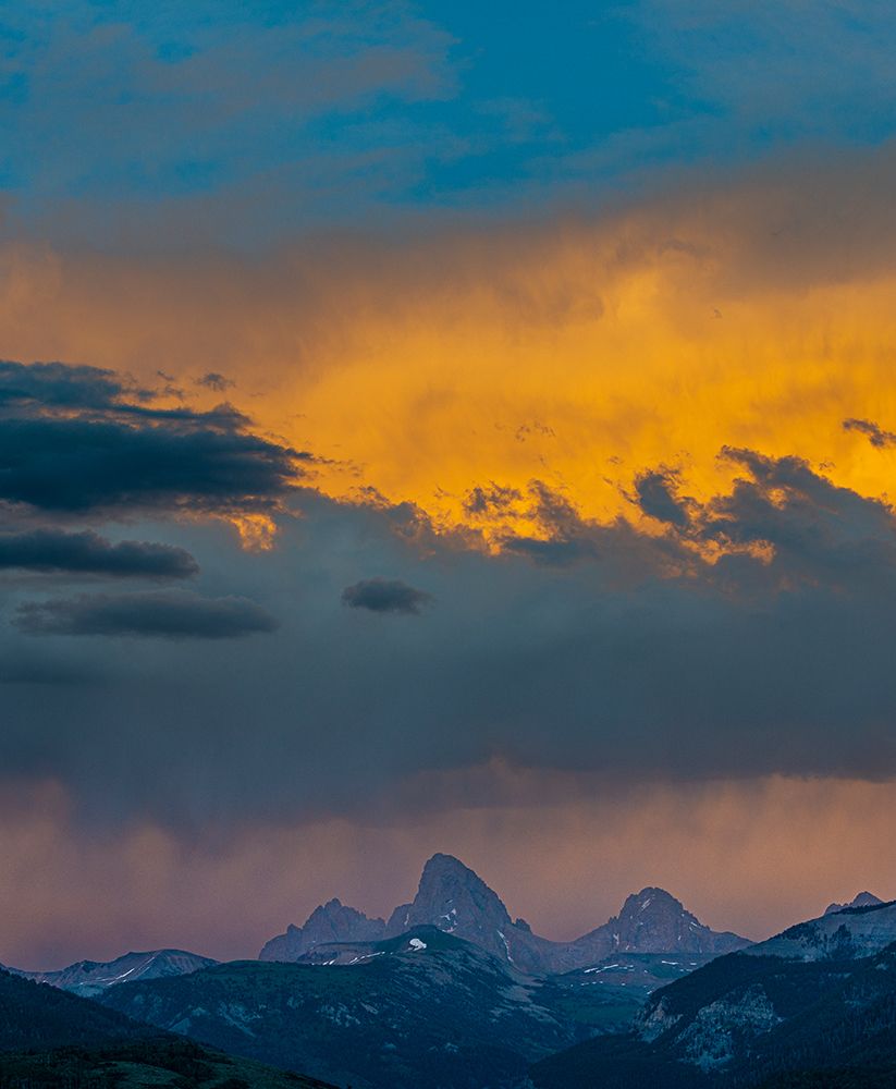 USA-Wyoming-Dramatic sky at sunset over Grand Teton-west side of Teton Mountains art print by Howie Garber for $57.95 CAD