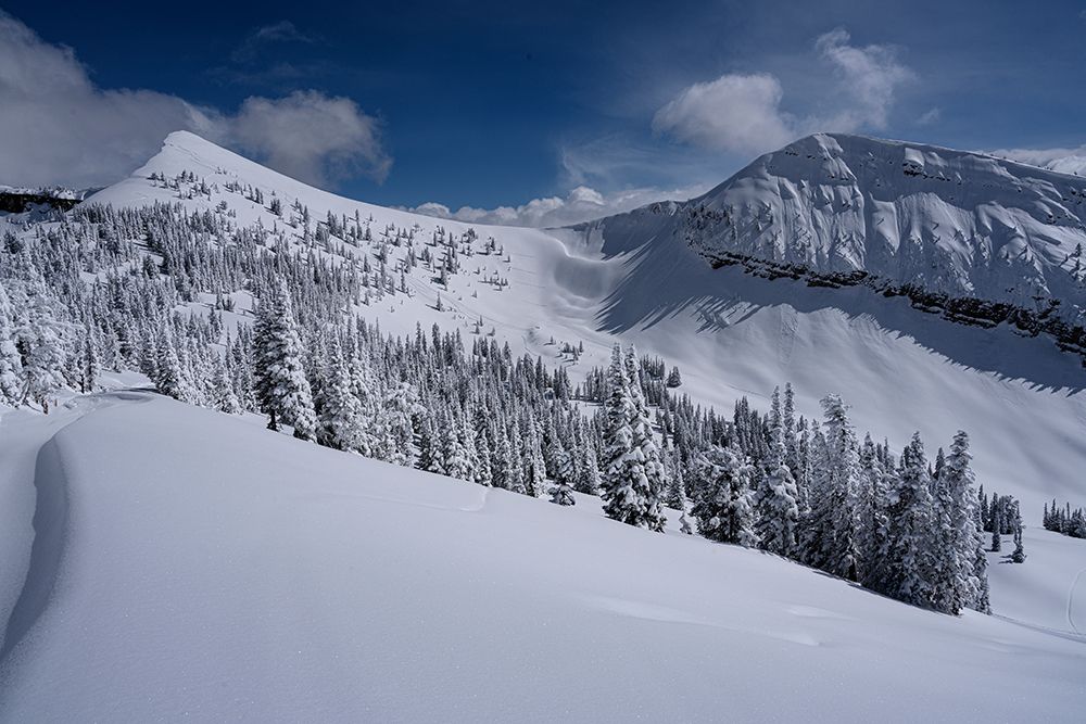 USA-Wyoming. Peaked Mountain and Marys Nipple-Grand Targhee Resort with new snow. art print by Howie Garber for $57.95 CAD