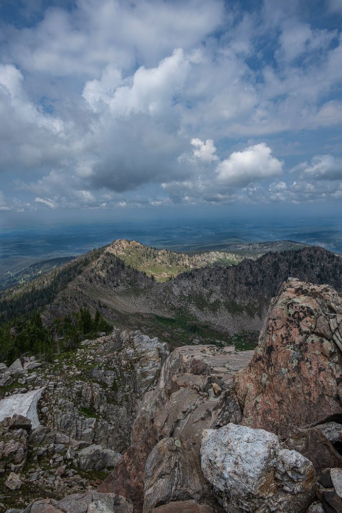 USA, Wyoming. Rugged landscape of Rammell Mountain and view of distant valley. art print by Howie Garber for $57.95 CAD