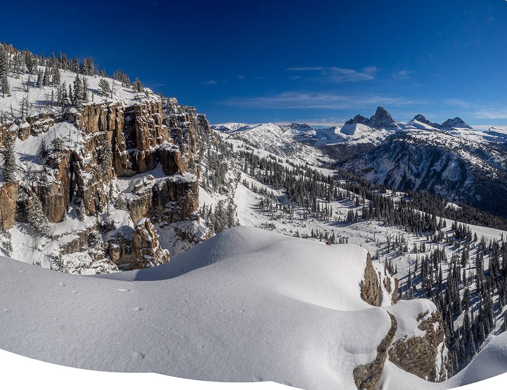 USA, Wyoming. Cliff in Teton Canyon after fresh snow. art print by Howie Garber for $57.95 CAD