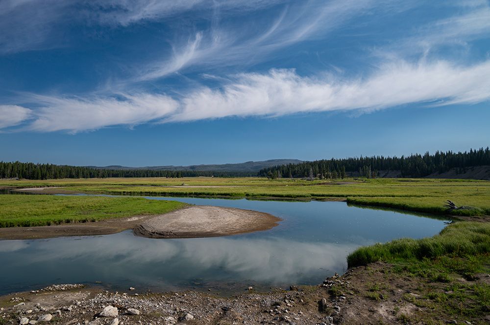 USA, Wyoming. Clouds reflected in Yellowstone River, Hayden Valley, Yellowstone National Park. art print by Howie Garber for $57.95 CAD