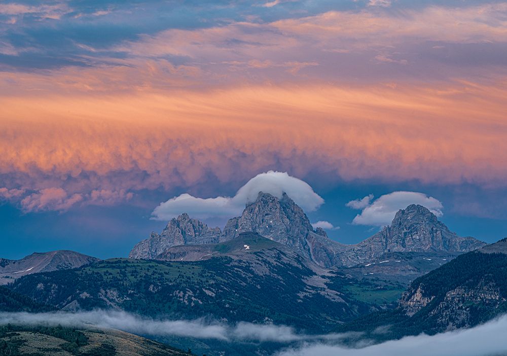 USA, Wyoming. Sunset and stratus clouds over Teton Range from the west. art print by Howie Garber for $57.95 CAD
