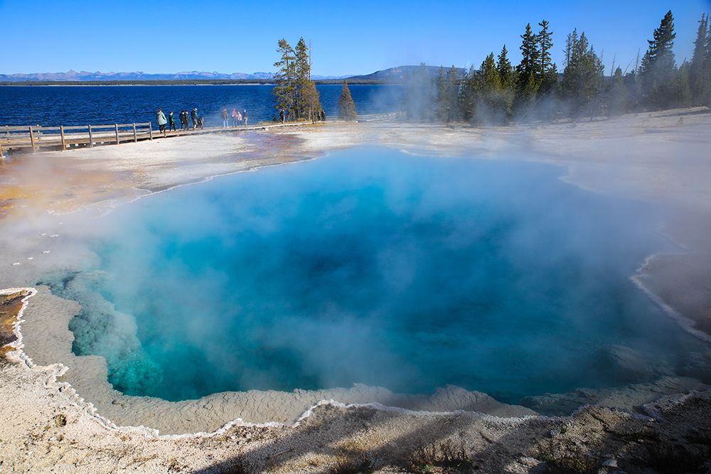 Yellowstone National Park-West Thumb Geysers-Lake Yellowstone art print by Jolly Sienda for $57.95 CAD